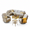 9 Pieces Patio Furniture Set outside Furniture Wicker Patio Conversation Set with Swivel Chairs, Outdoor Furniture for Garden, Gray