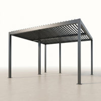 All-Aluminum Louvered Pergola 12 Ft X 20 Ft, Outdoor Pergola with Adjustable Louvered Roof, Reinforced Aluminum Frame, Integrated Drainage System, Hardtop Gazebo for Patio, Deck, Gray — Studio Shot
