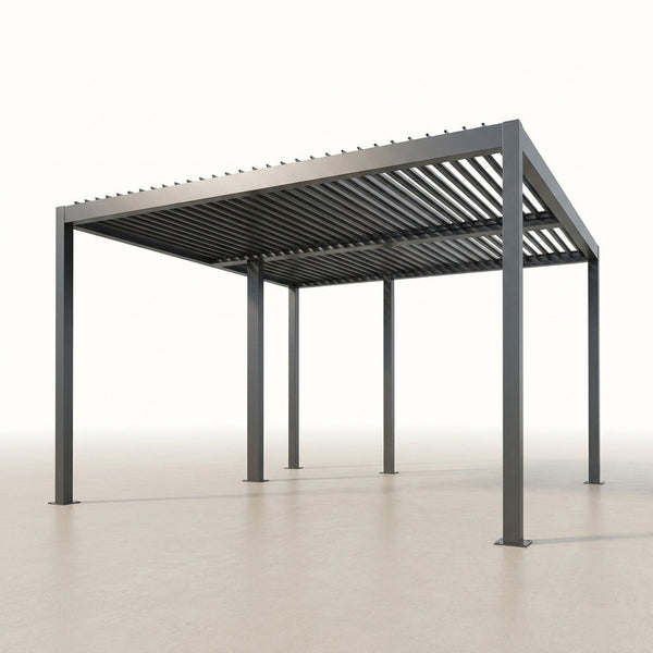 All-Aluminum Louvered Pergola 12 Ft X 20 Ft, Outdoor Pergola with Adjustable Louvered Roof, Reinforced Aluminum Frame, Integrated Drainage System, Hardtop Gazebo for Patio, Deck, Gray — Studio Shot