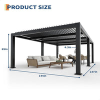 Aluminum Louvered Pergola Designed for Year-Round Comfort, Adjustable Roof, 12x20 Ft, Integrated Drainage