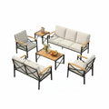 6-Piece Outdoor Patio Furniture Set for All-Weather, Heavy-Duty Metal outside Furniture with Washable Thick Cushions, Patio Sectional with Coffee Table for Patio, Deck, Backyard, Garden, Beige